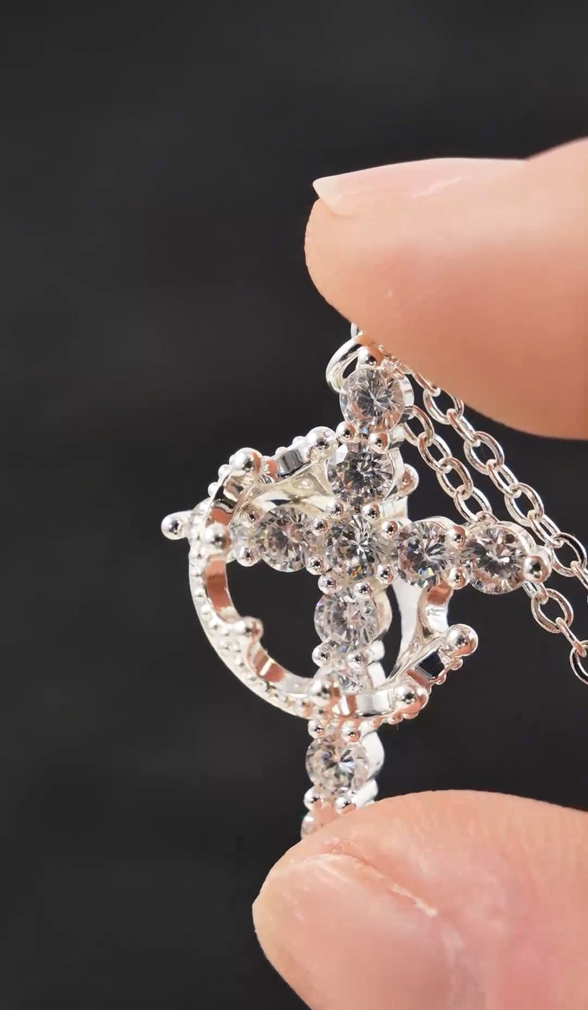 Crowned in Faith Cross Necklace