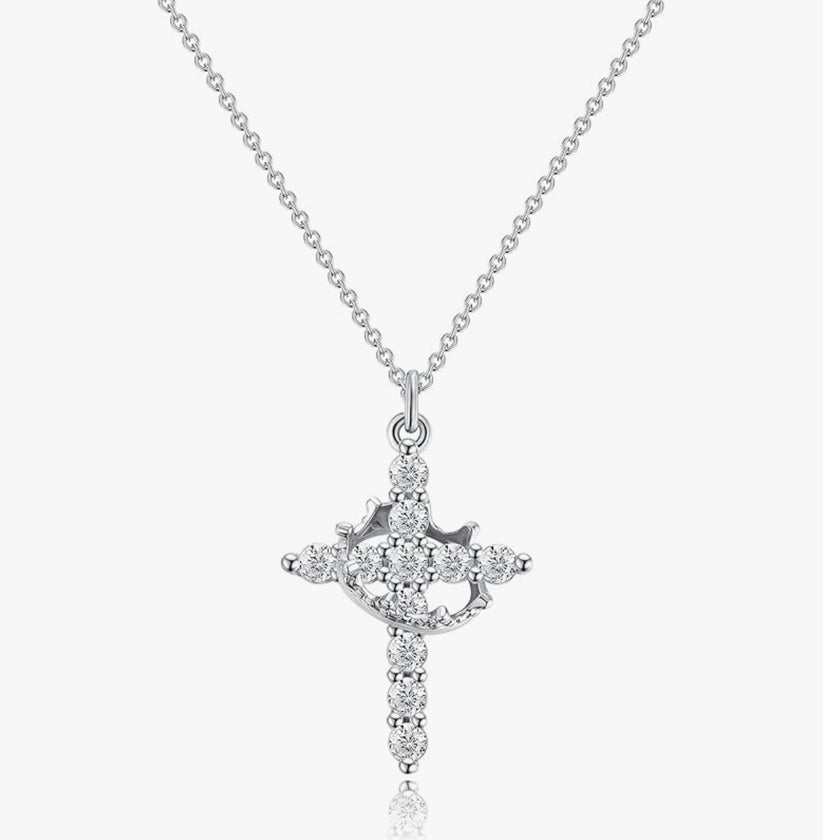 Crowned in Faith Cross Necklace